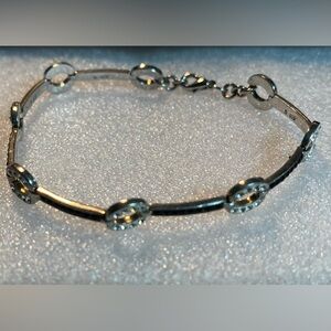 .925 Sterling Silver and Shimmering Black and Clear Crystal